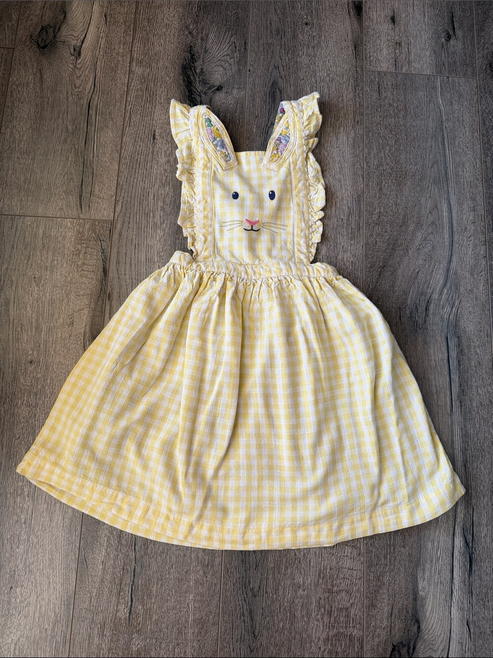 Mini Boden Yellow Gingham Bunny Pinafore
